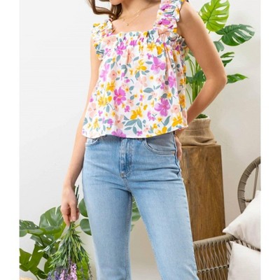 Women's Floral Ruffled Top - Blu Pepper