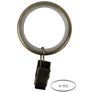 1 1-2 inch Curtain Drapery Rings with Clips, Nylon Inserts Quiet & Smooth - 7 Finishes - 1 of 4