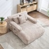 NicBex Modern Lazy Sofa Chair with Armrests and 3 Pillows, Comfy Chenille Sofa Bed with Side Pocket for Living Room, Khaki - 2 of 4