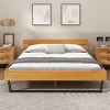1 Piece Platform Bed Frame, Pine Wood and Black Iron, Slatted Headboard, No Mattress Included - Baofuwish - 2 of 4