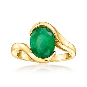 Ross-Simons 2.70 Carat Emerald Swirl Ring in 18kt Gold Over Sterling - 1 of 4
