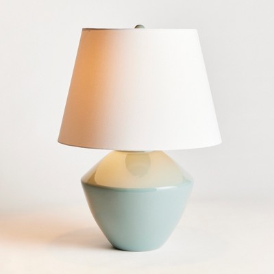 Celadon Green Ceramic Table Lamp with Linen Shade