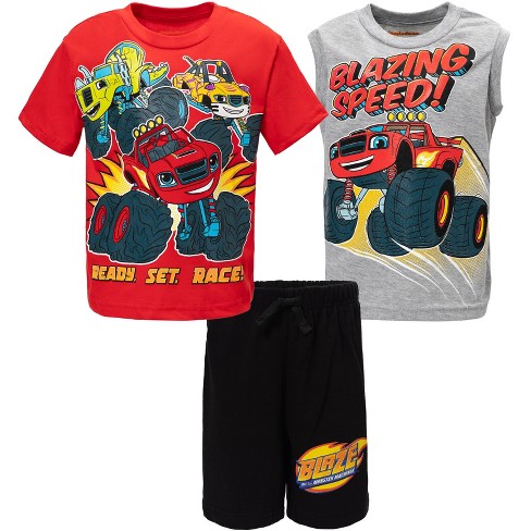 Blaze And The Monster Machines Stripes Zeg Blaze T-shirt Tank Top And Bike  Shorts French Terry 3 Piece Outfit Set Little Kid To Big Kid : Target