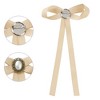 INSPIRE CHIC Women's Pre-Tied Long Ribbon Bowknot Faux Pearl Brooch Pin Tie - 3 of 4