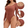 INSPIRE CHIC Women's Bodysuit Long Sleeve Slim Fit V Neck Tummy Control Brief Shapewear - 3 of 4