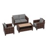 Sonkuki 4 Pieces Patio Conversation Set, Loveseat Sofa with Coffee Table, All-Weather PE Rattan Wicker Sofa - 2 of 4