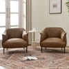 KINWELL 33" Wide Faux Vegan Leather Upholstery Barrel Chair with Metal Legs, Set of 2 - 3 of 4