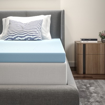 Twin Blue Gel Memory Foam Mattress Topper, 3-inch