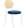 LeisureMod 5-PC Dining Set - 36" Round Dining Table Black MDF Top & Gold Base, 4 Velvet Dining Chairs in White Steel Legs - 3 of 4