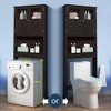 VINGLI Over The Toilet Storage Cabinet White Bathroom Storage Organizer Above The Toilet Shelf with Acrylic Glass Double Doors Espresso - 4 of 4
