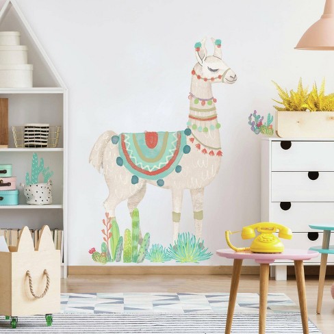 Watercolor Llama Peel and Stick Giant Wall Decal - RoomMates