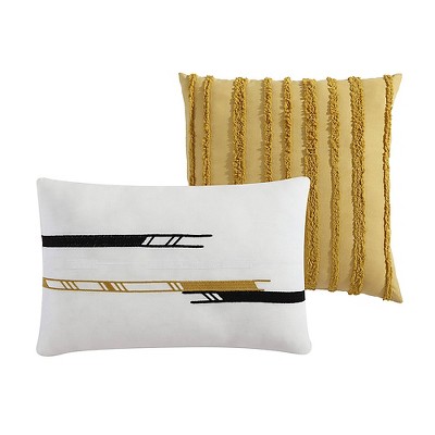 Gray and Yellow Cotton Queen Reversible Bed in a Bag Set