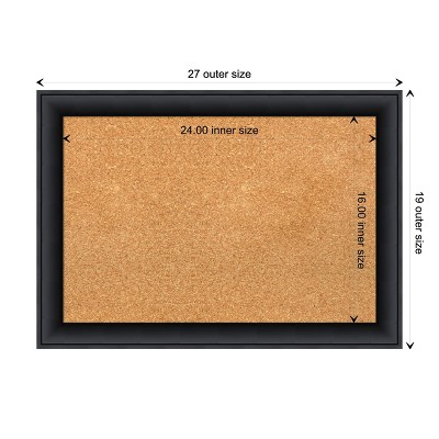 Nero Black Wood Framed Natural Corkboard, 19" x 27"