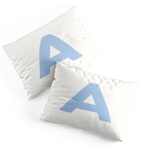 Deny Designs Standard April Lane Art Block Blue Monogram A Microfiber Printed Pillow Sham - 1 of 3