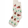 Memoi Men's Squirrels Holiday Crew Socks Oatmeal Heather 10-13 - 3 of 4