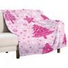 FIONECA Stylish Pink Christmas Tree Blanket with Star and Snowflake Pattern Cozy Soft Holiday Throw Blanket 30x40 inches - 2 of 4