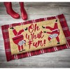 tagltd 1'6" x 2'6" Oh What Fun Sentmeint Dancing Santa Coir Mat Rectangle Indoor Outdoor Coir Door Mat Red on Brown Background - 2 of 2