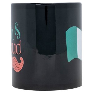 Elanze Designs Irish and Proud Mustache 11 Ounce Black Ceramic Coffee Mug - 1 of 2