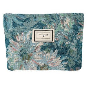 Unique Bargains Travel Zipper Floral Makeup Bags and Organizers Blue - 1 of 4