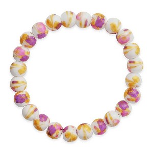 SHINE by Sterling Forever White Floral Beaded Stretch Bracelet - 1 of 2