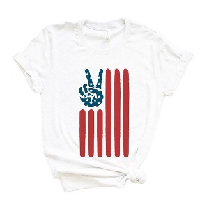 Simply Sage Market Women's Flag Peace Sign Short Sleeve Graphic Tee - 1 of 4