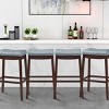 Tangkula Set of 4 Saddle Bar Stools Backless Nailhead Counter Stool with Grey Cushions Coffee/White - 3 of 4