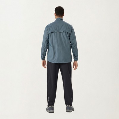Anna-Kaci Active Men's Lightweight Zip-Up Windbreaker Jacket with High Collar and Elastic Cuffs - Small, Blue — фото 4