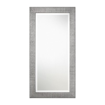 Uttermost Tulare Metallic Silver Mirror – 48" Tall, Textured Wood Frame with Light Gray Wash Finish