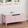 Storage Bench, 39.4” Wooden Chest Storage Box with 2 Safety Hinges, Entryway Benches - 2 of 4