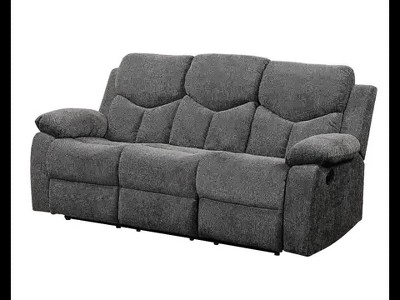 Kalen 78'' Gray Chenille Reclining Sofa with Cup Holders