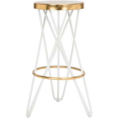 Lorna Gold Leaf Bar Stool  - White/Gold - Safavieh
