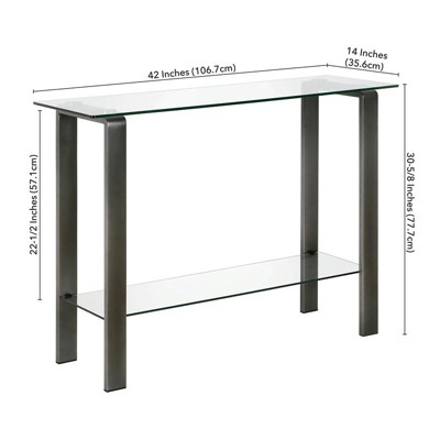 Asta 42'' Gunmetal Gray Glass Console Table with Storage