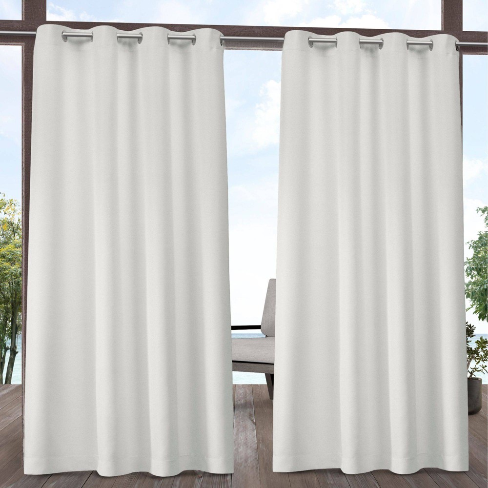 Set of 2 (84"x54") Outdoor Solid Cabana Grommet Top Light Filtering Curtain Panel Vanilla - Exclusive Home: Weather-Resistant Patio Drapes