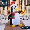 Joyfy 5FT Tall Christmas Inflatable Outdoor Decoration, Inflatable Penguin with Built-in LED for Christmas Party Indoor Outdoor Yard Garden Lawn Décor - 2 of 4