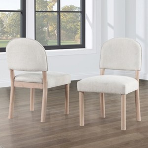 GDFStudio Felix Armless Upholstered Fabric and Hardwood Dining Chair (Set of 2) - 1 of 4