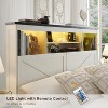 SinCiDo Farmhouse Queen Wood Bed Frame, 52" Tall Headboard with 4 Storage Drawers, LED Light & Charging Station, No Box Spring Needed - 2 of 4