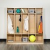 Flash Furniture Wooden 5 Section School Coat Locker with Bench, Cubbies, and Storage Organizer Hook-Safe, Kid Friendly Design - 48"H x 48"L (Natural) - image 2 of 4