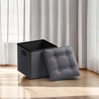 15" Ottoman with Storage, Folding Footstool, Storage Ottoman Bench, Cube Storage Chest Bedroom Bench with Storage 660 lb Load Capacity