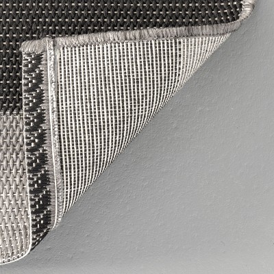 Gray Striped Synthetic 4' x 6' Easy-Care Outdoor Rug