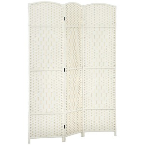 HOMCOM Room Divider, 6' Tall Folding Privacy Screen, Hand-Woven Freestanding Wood Partition for Home Office, Bedroom - 1 of 4