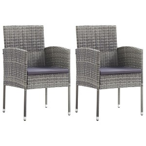 vidaXL Patio Chairs with Dark Gray Cushions 2 pcs Gray Poly Rattan - 1 of 4
