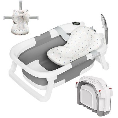 Napei Collapsible Baby Bathtub for Infants and Toddlers with Bath Net and Thermometer