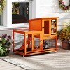SEVOBAL 39" Rabbit Cage Orange Indoor Outdoor Bunny Hutch on Wheels 2 Story Wooden Bunny Cage for Animals with 2 Removable Trays Animal Enclosure - 4 of 4