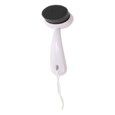 Unique Bargains Soft ABS Nylon Wool Cleansing Brush with Curved Handle White Black 1 Pc