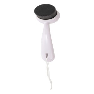 Unique Bargains Soft ABS Nylon Wool Cleansing Brush with Curved Handle White Black 1 Pc - 1 of 4