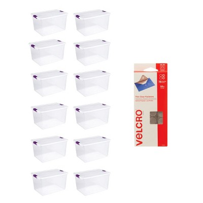 Sterilite 66 Qt Plastic Storage Container Tote (12 Pack) + Fasteners