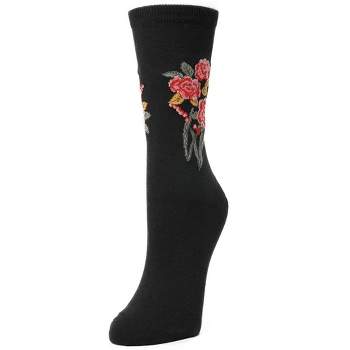 Natori Rose Garden Cotton Blend Women's Crew Socks 9-11