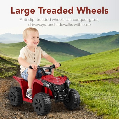 Red 6V Kids Ride-On Quad ATV with Treaded Tires