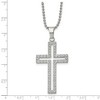 Black Bow Jewelry Stainless Steel & White CZ Voided Cross Necklace, 22 Inch - 4 of 4