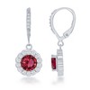 Bella Silver Sterling Silver July Birthstone w/ CZ Border Round Earrings and 18" Pendant Necklace Set - 2 of 3
